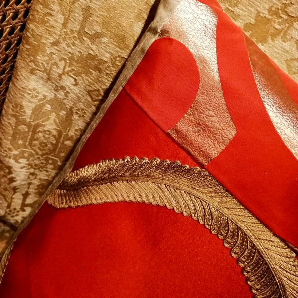 Zoffany Silk Red & Gold Cushion