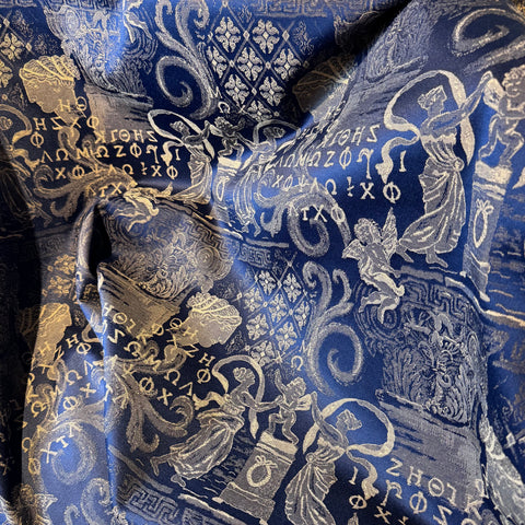 Dark Blue Cherub Pattern Fabric