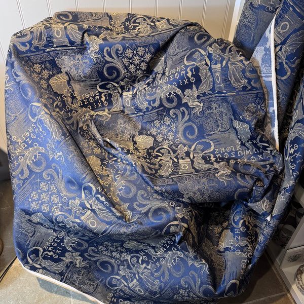 Dark Blue Cherub Pattern Fabric