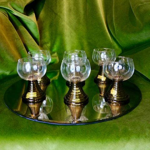 Set Of 6 Vintage Small Wine Glasses