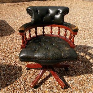 90s Vintage Leather Swivel Chair - Main Image