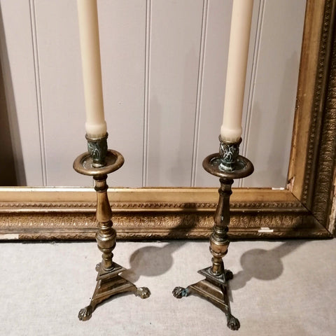 Pair of 20th Century Brass Candle Holders
