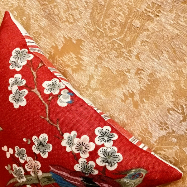 GP & J Baker Linen Cushion - Red Bird