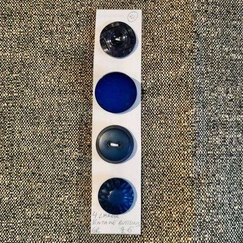 Set Of Blue Vintage Buttons