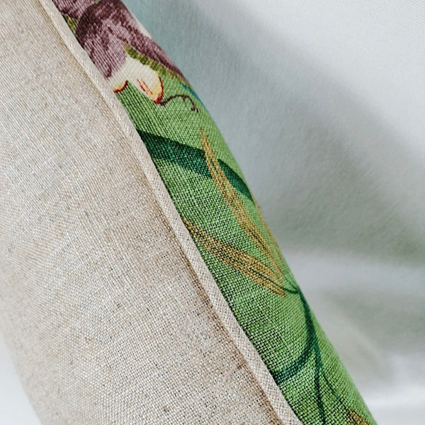 G.P.J Baker Perandor Print Linen Cushion - Green Butterfly