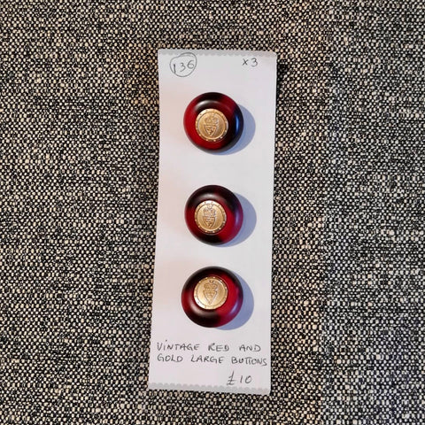 Set Of Red & Gold Large Buttons