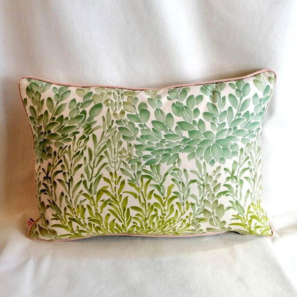 Printed Cotton Cushion With Pink Piping Detail